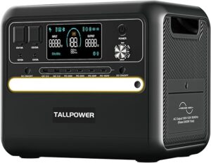 TALLPOWER 2400 W Tragbare Powerstation, 2160 Wh LiFePO4 – Akku, 1,5 Stunden Schnellladung, 13 Anschlüsse