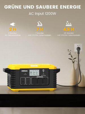 FJD 4528Wh Tragbare Powerstation 2000W mit Ersatzakku, 2H Schnelllade – Solargenerator 220V, USV 12 Steckdosen