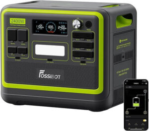 Fossbot F2400 Solargenerator, 2048 W LiFePO4 Batterie – Backup mit 2400 W 3 x Wechselstromausgängen (4800 W Spitze)