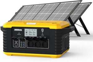 FJD 4528Wh Tragbare Powerstation 2000W mit Ersatzakku, 2H Schnelllade – Solargenerator 220V, USV 12 Steckdosen