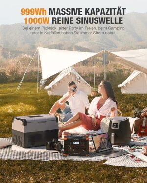 GREEN CELL Powerstation 1000 W 999 Wh Solargenerator, 10 Anschlüsse Mobiler Stromgenerator im Freien, 2